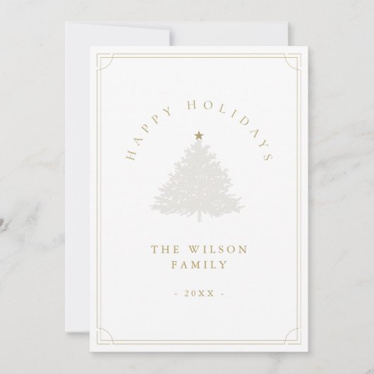 Kerstboom met landelijke gouden bewerking aanpasba feestdagenkaart (Voorkant)