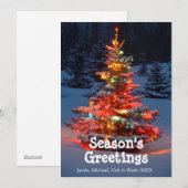 Kerstboom met lichten buiten feestdagenkaart (Voorkant / Achterkant)