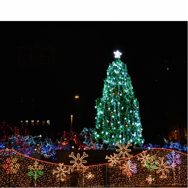 Kerstboom met lichtjes Fotosculptuur Staand Fotobeeldje (Voorkant)