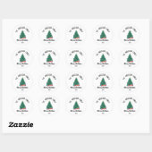 Kerstboom Met Lichtjes Gepersonaliseerde Naam Ronde Sticker (Vel)
