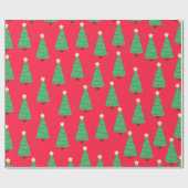 Kerstboom met Lichtjes Patroon Cadeaupapier (Vlak)