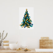 Kerstboom met linten poster (Keuken)
