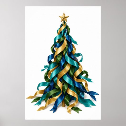 Kerstboom met linten poster (Voorkant)