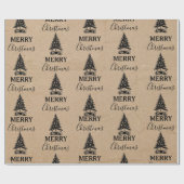 kerstboom met Merry Kerstmis zwarte Kraft Cadeaupapier (Vlak)