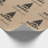 kerstboom met Merry Kerstmis zwarte Kraft Cadeaupapier (Hoek)