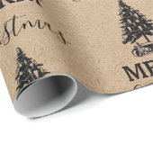 kerstboom met Merry Kerstmis zwarte Kraft Cadeaupapier (Rol Hoek)