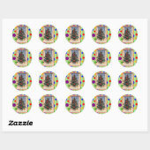 Kerstboom met mod-Vintage Ronde Sticker (Vel)