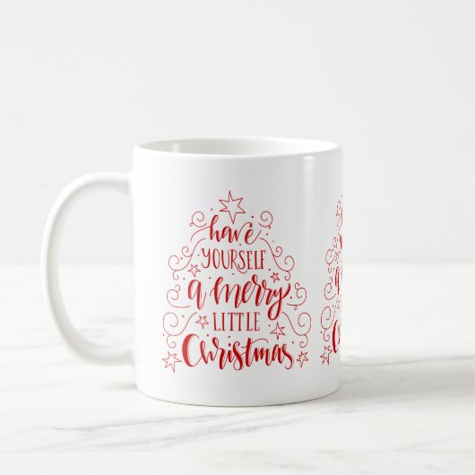Kerstboom met moderne typografie koffiemok (Links)