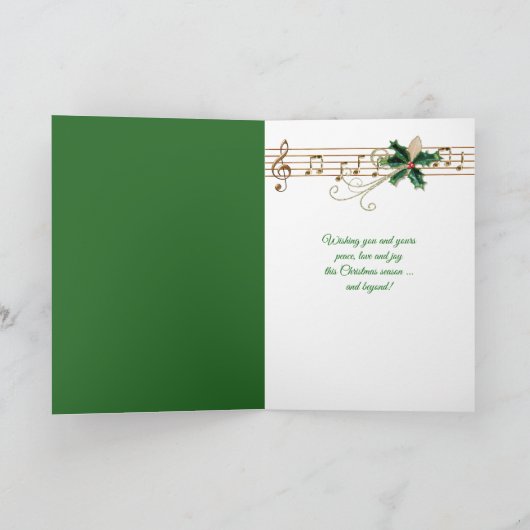 Kerstboom met mousserend op groen feestdagen kaart (Binnen)