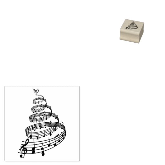Kerstboom met muzieknoten, rubberstempel (Gestempeld)