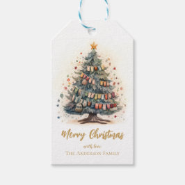 Kerstboom met ornamenten Cadeau label Cadeaulabel