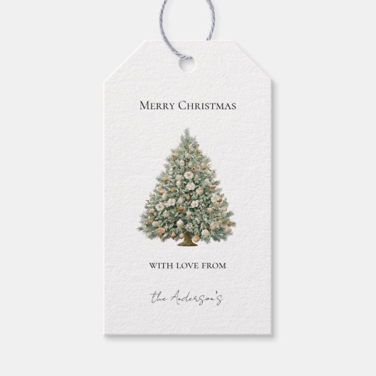Kerstboom met ornamenten cadeaulabel (Voorkant)