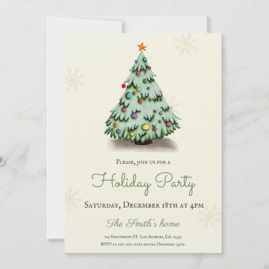 kerstboom met Ornamenten-feestdag Kaart (Voorkant)