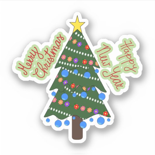 kerstboom met ornamenten sticker (Voorkant)