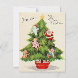 Kerstboom met ornamenten uit het verleden feestdagenkaart