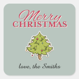 Kerstboom met Ornamenten Vierkante Sticker
