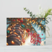 Kerstboom met palmen en ornamenten plat feestdagenkaart (Staand voorkant)