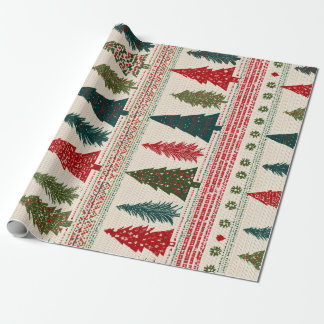 Kerstboom met patroon cadeaupapier