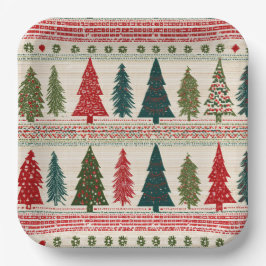 Kerstboom met patroon papieren bordje
