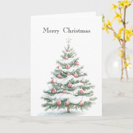 Kerstboom met pepermunt kaart (Gele Bloem)