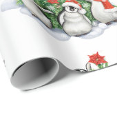 kerstboom met pinguïns kerst cadeaupapier (Rol Hoek)