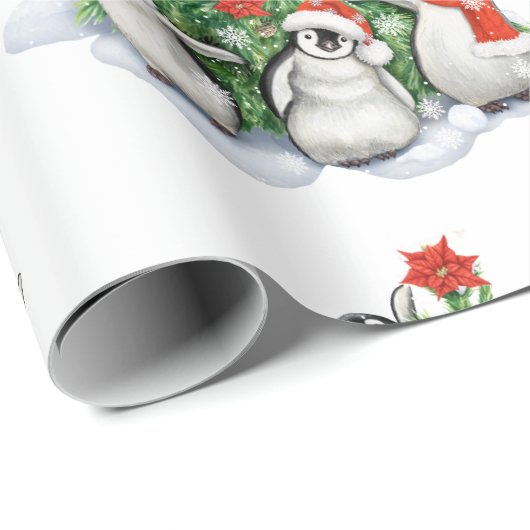 kerstboom met pinguïns kerst cadeaupapier (Rol Hoek)