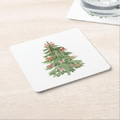 Kerstboom met Pink Bows Holiday Party Kartonnen Onderzetters (Schuin)