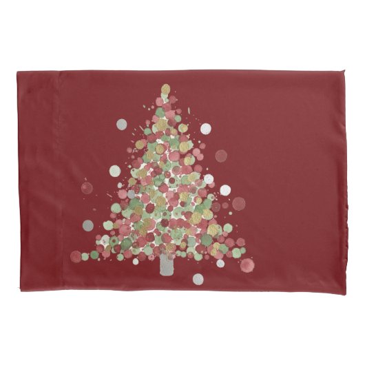 Kerstboom met polka stippen vakantie kussensloop (Voorkant)
