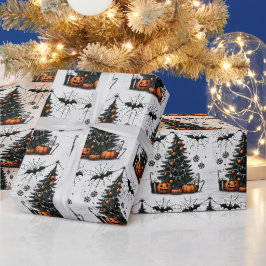 Kerstboom met pompoen voor de feestdagen cadeaupapier