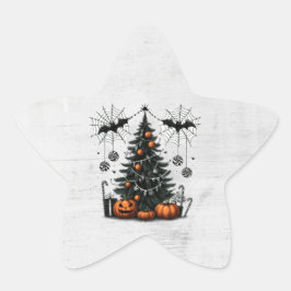 Kerstboom met pompoen voor de feestdagen ster sticker