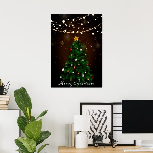 Kerstboom met Poster van snaarverlichting (Thuiskantoor)