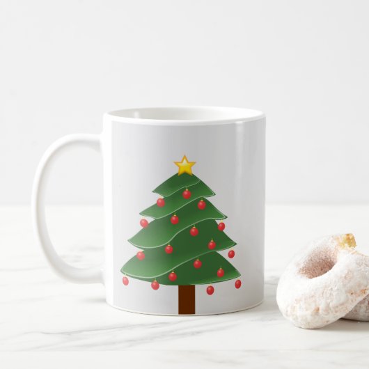 Kerstboom met Red Bulbs Classic Witte Mok (Met donut)