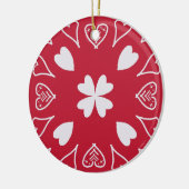kerstboom met Red Heart Folk Keramisch Ornament (Links)