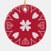 kerstboom met Red Heart Folk Keramisch Ornament (Achterkant)