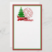 Kerstboom met Red Ribbon-foto-Lijst Briefpapier (Voorkant / Achterkant)