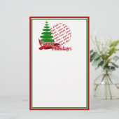 Kerstboom met Red Ribbon-foto-Lijst Briefpapier (Staand voorkant)