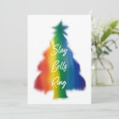 Kerstboom met regenboog slaybellen feestdagenkaart (Staand voorkant)