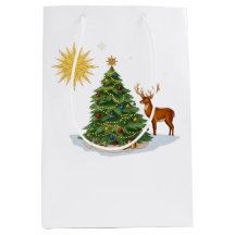 Kerstboom met rendiercadeaus en gouden ster