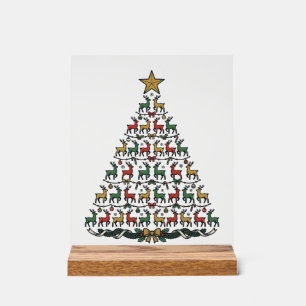 Kerstboom met rendieren Vintage graveer shirt_1 Acryl Bord