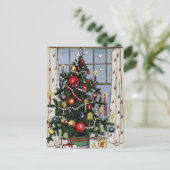  kerstboom met Retro met Ornamenten Briefkaart (Staand voorkant)