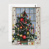  kerstboom met Retro met Ornamenten Briefkaart (Voorkant / Achterkant)