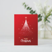 Kerstboom met rode achtergrond feestdagenkaart (Staand voorkant)