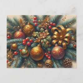Kerstboom met rode ballen briefkaart