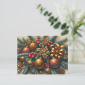 Kerstboom met rode ballen briefkaart (Staand voorkant)