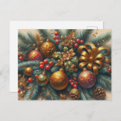 Kerstboom met rode ballen briefkaart (Voorkant / Achterkant)