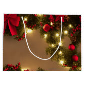 Kerstboom met rode bogen groot cadeauzakje (Achterkant)