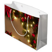 Kerstboom met rode bogen groot cadeauzakje (Achterkant Gekanteld)