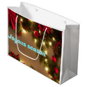 Kerstboom met rode bogen groot cadeauzakje (Voorkant Gekanteld)