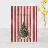 Kerstboom met rode crèmestrepen kaart (Gele Bloem)