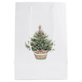 Kerstboom met rode decoraties medium cadeauzakje (Achterkant)